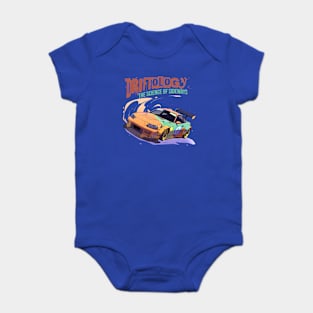 Driftology The Science of Sideways orange drift car Baby Bodysuit